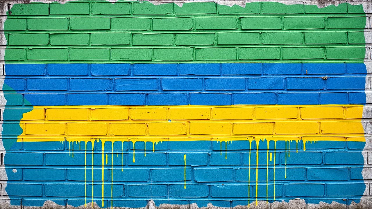 Flag of Gabon 🇬🇦 in street art / graffiti style