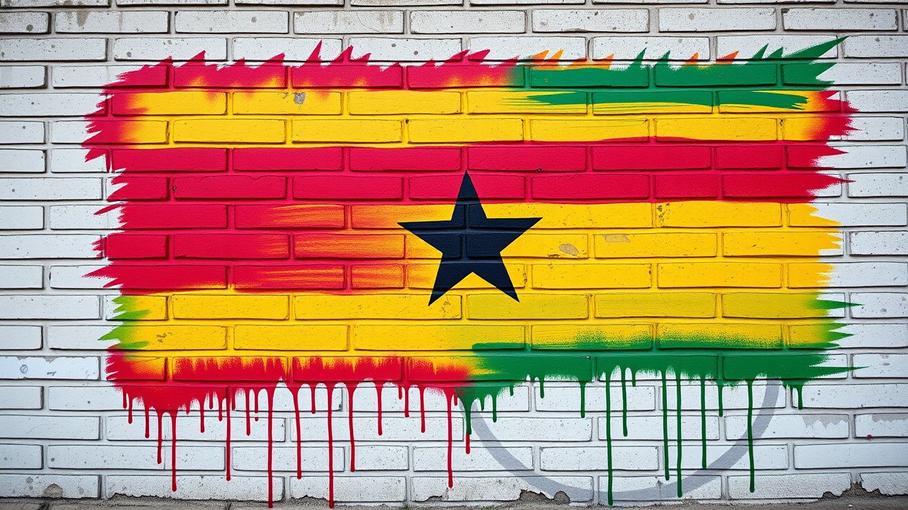 Flag of Ghana 🇬🇭 in street art / graffiti style