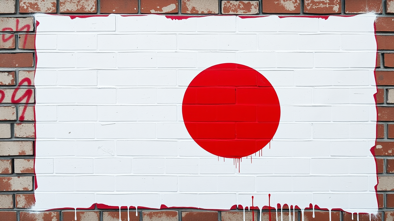 Flag of Japan in street art / graffiti style