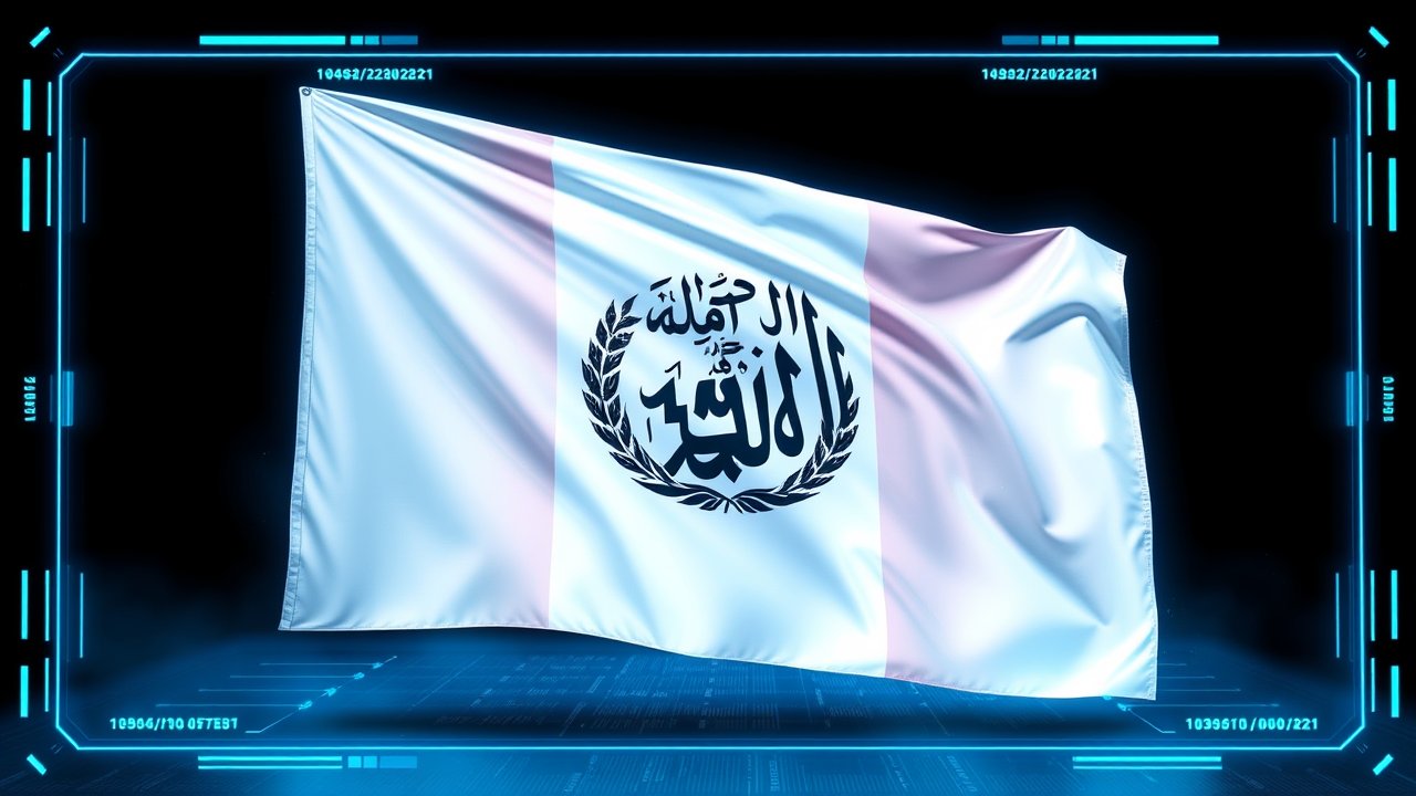 Flag of Afghanistan 🇦🇫 in sci-fi hologram style