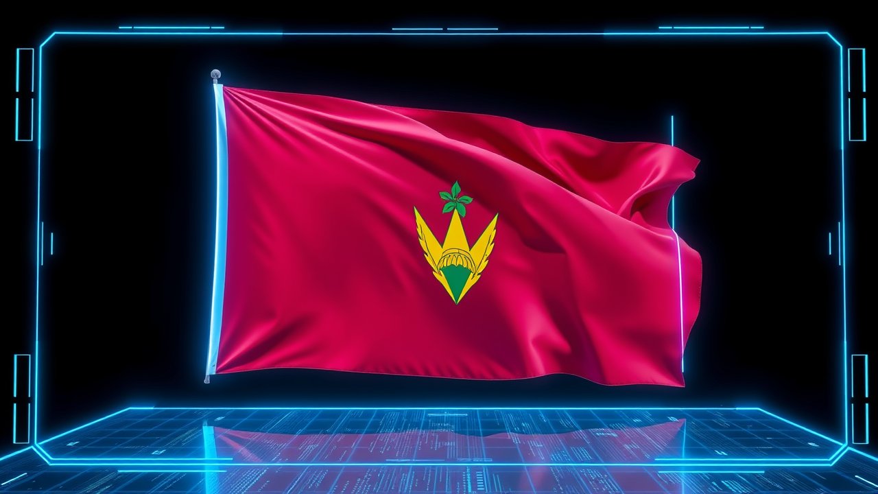 Flag of Grenada 🇬🇩 in sci-fi hologram style