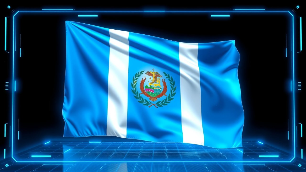 Flag of Guatemala 🇬🇹 in sci-fi hologram style