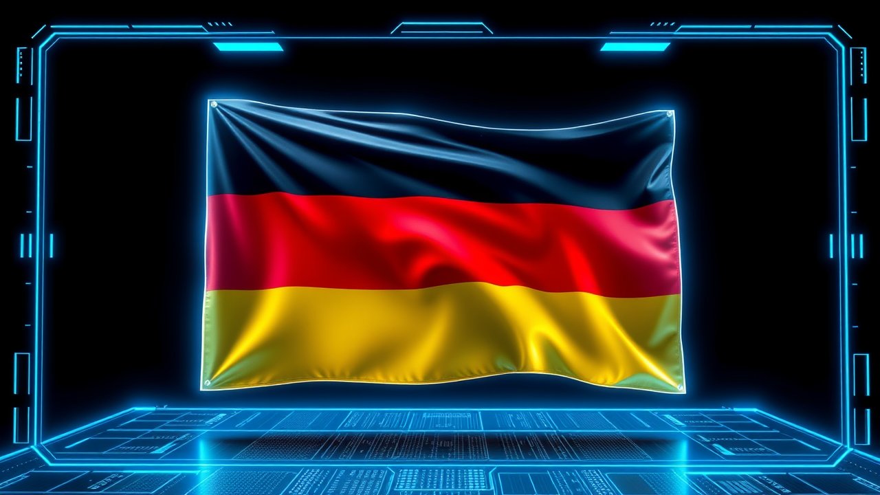 Flag of Germany 🇩🇪 in sci-fi hologram style