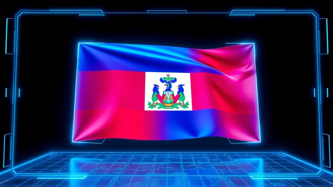 Flag of Haiti 🇭🇹 in sci-fi hologram style