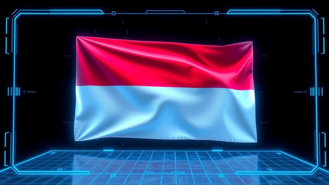 Flag of Indonesia 🇮🇩 in sci-fi hologram style