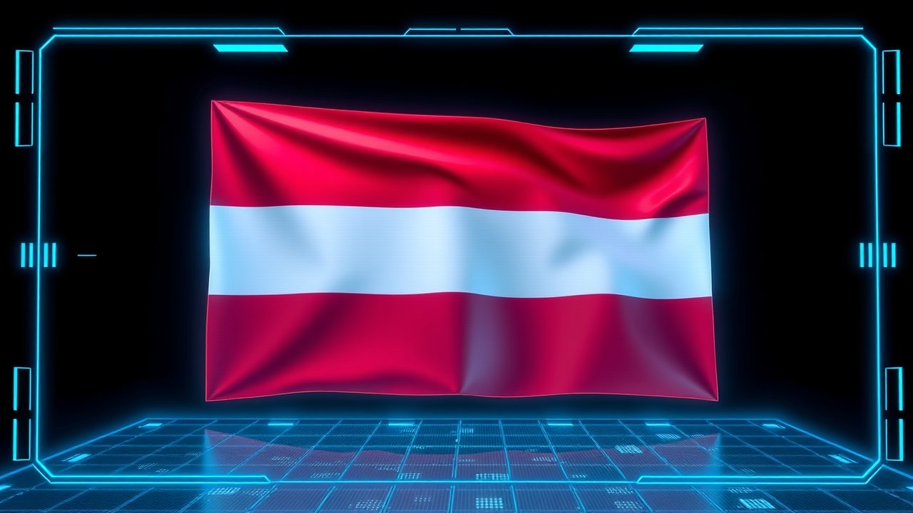 Flag of Hungary 🇭🇺 in sci-fi hologram style