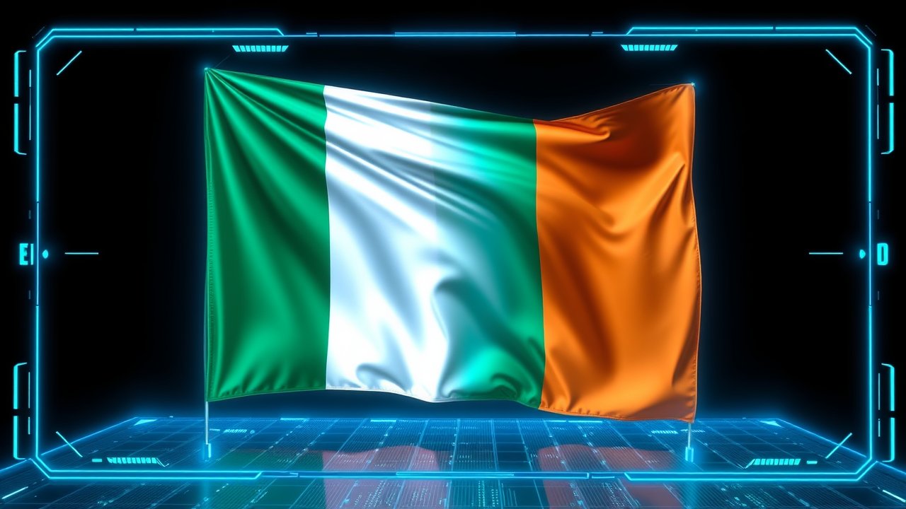 Flag of Ireland 🇮🇪 in sci-fi hologram style