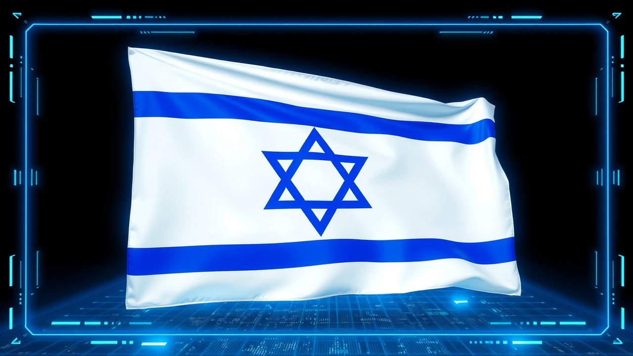 Flag of Israel 🇮🇱 in sci-fi hologram style