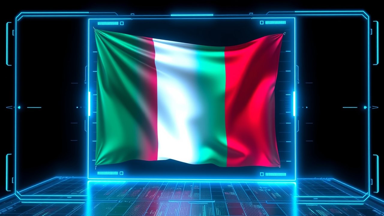 Flag of Italy ๐ฎ๐น (Italian) in sci-fi hologram style