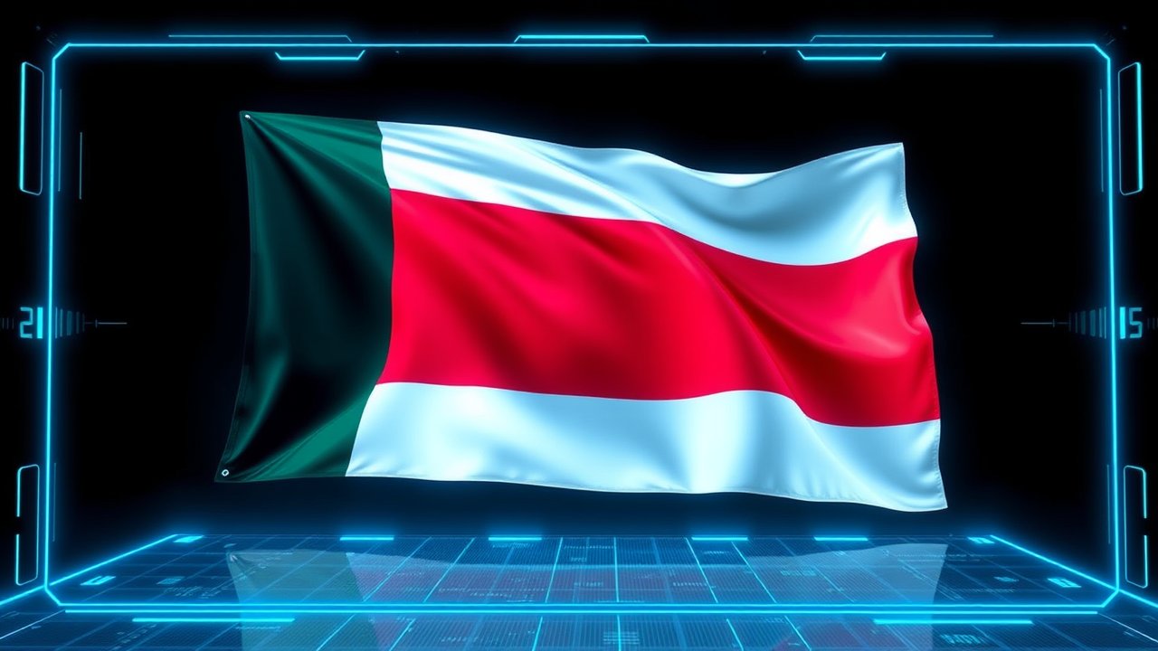 Flag of Kuwait 🇰🇼 in sci-fi hologram style