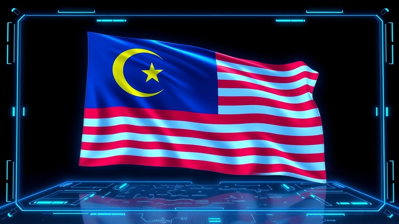 Flag of Malaysia 🇲🇾 in sci-fi hologram style