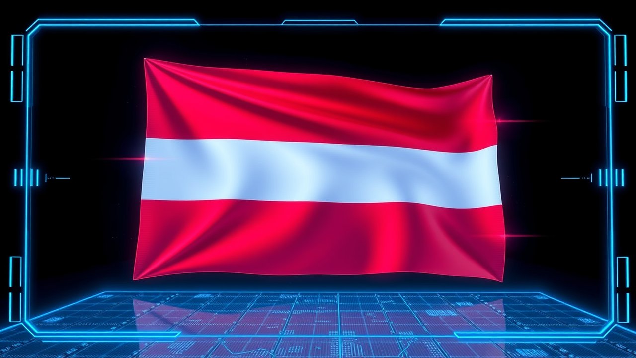 Flag of Austria 🇦🇹 in sci-fi hologram style