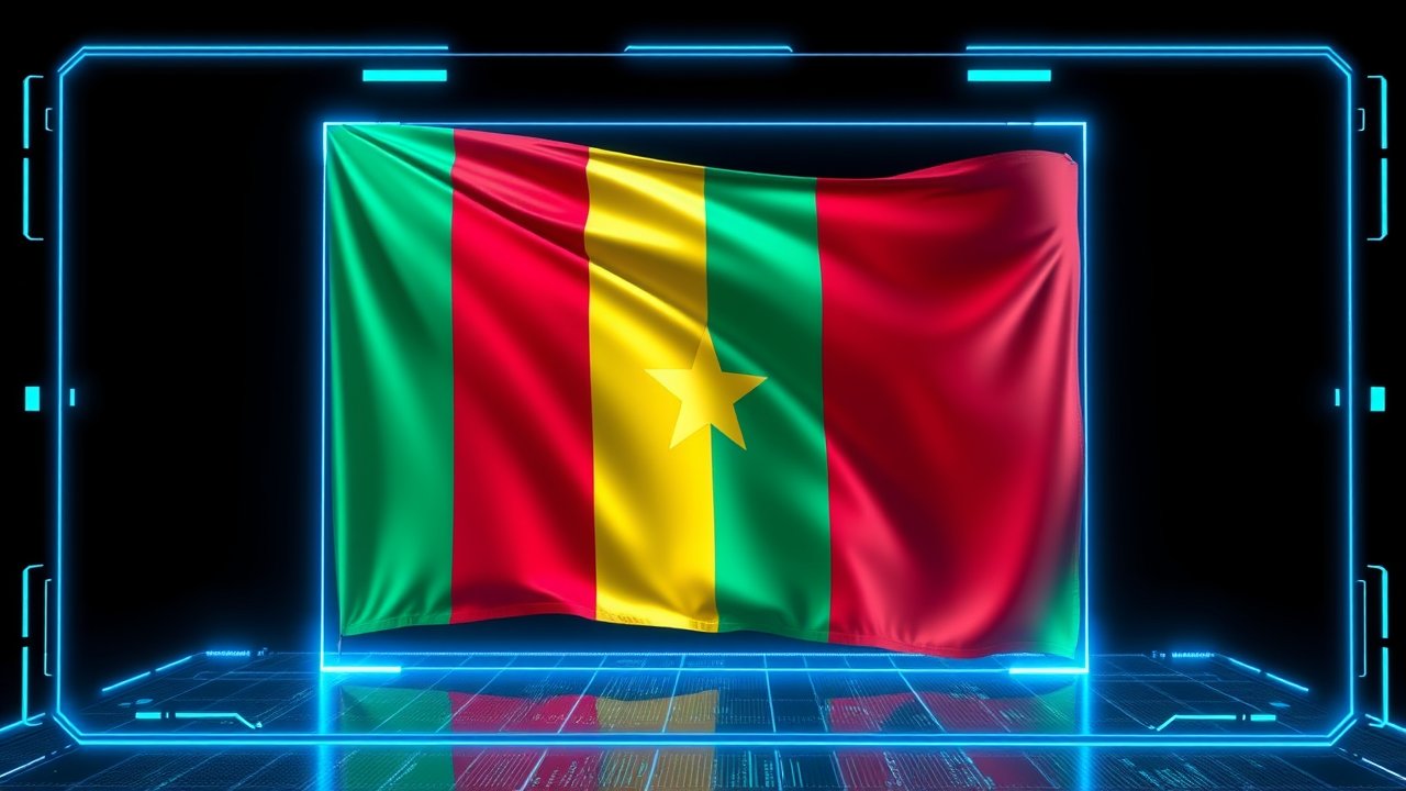 Flag of Mali 🇲🇱 in sci-fi hologram style