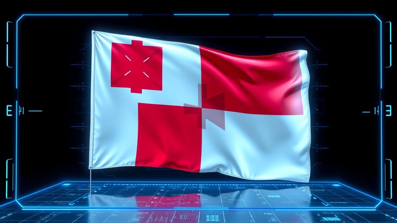 Flag of Malta 🇲🇹 in sci-fi hologram style