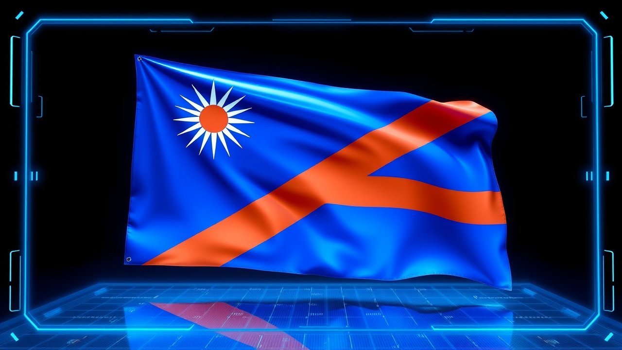 Flag of Marshall Islands 🇲🇠in sci-fi hologram style