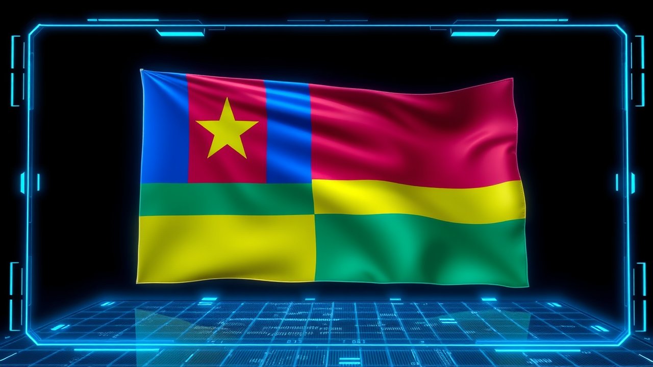 Flag of Mauritius 🇲🇺 in sci-fi hologram style