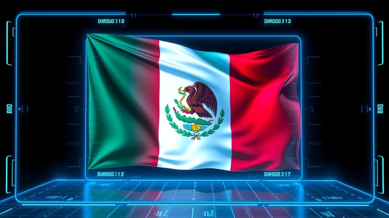 Flag of Mexico 🇲🇽 in sci-fi hologram style
