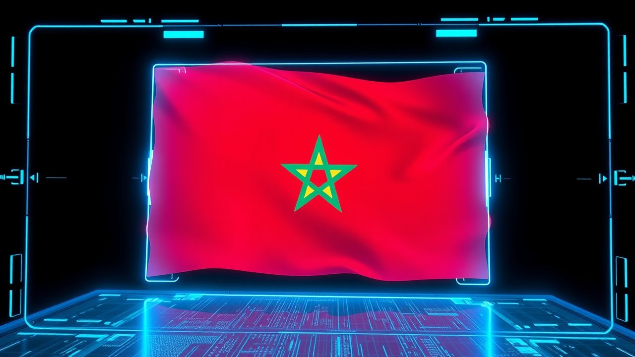 Flag of Morocco 🇲🇦 in sci-fi hologram style