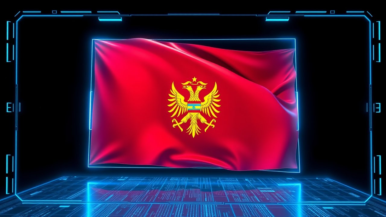 Flag of Montenegro 🇲🇪 in sci-fi hologram style