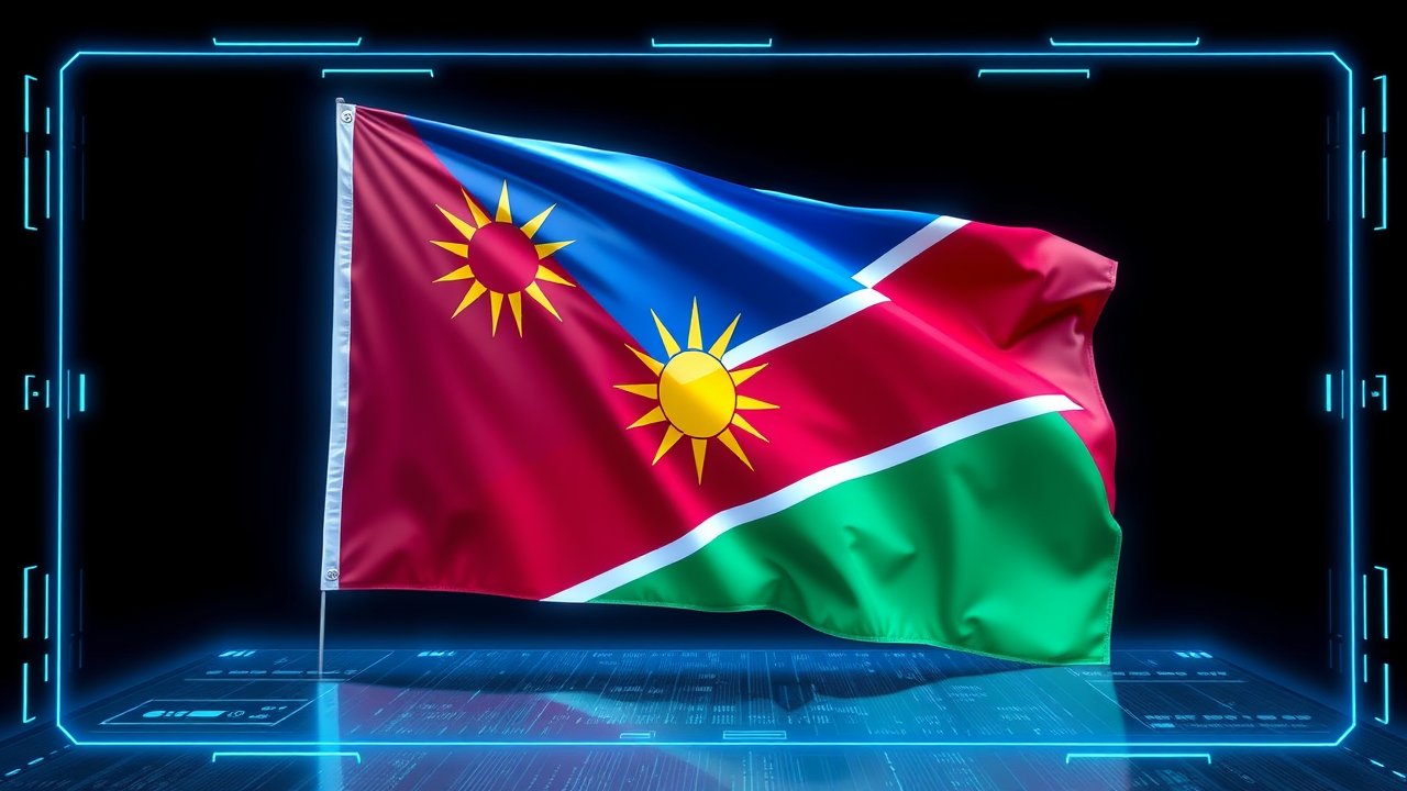 Flag of Namibia 🇳🇦 in sci-fi hologram style