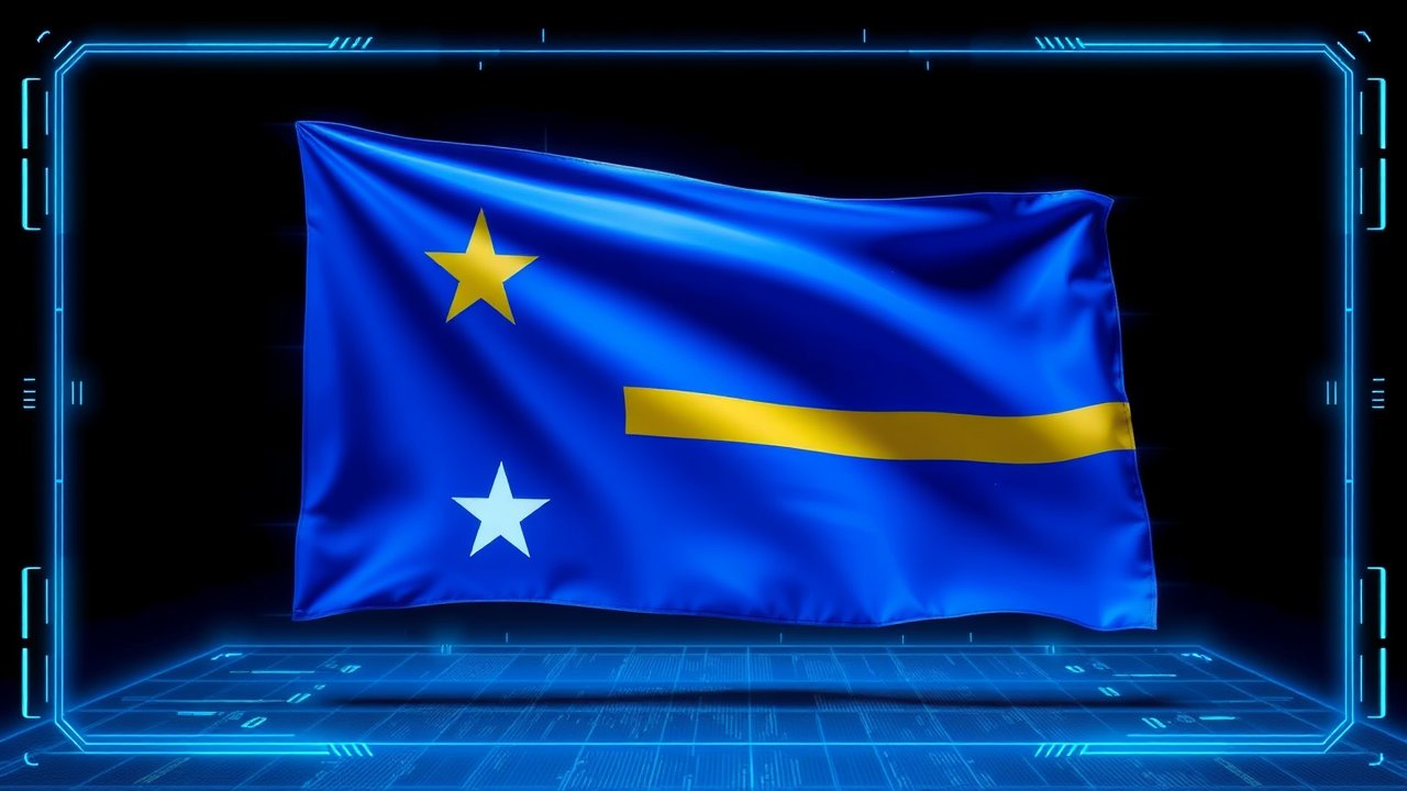 Flag of Nauru 🇳🇷 in sci-fi hologram style