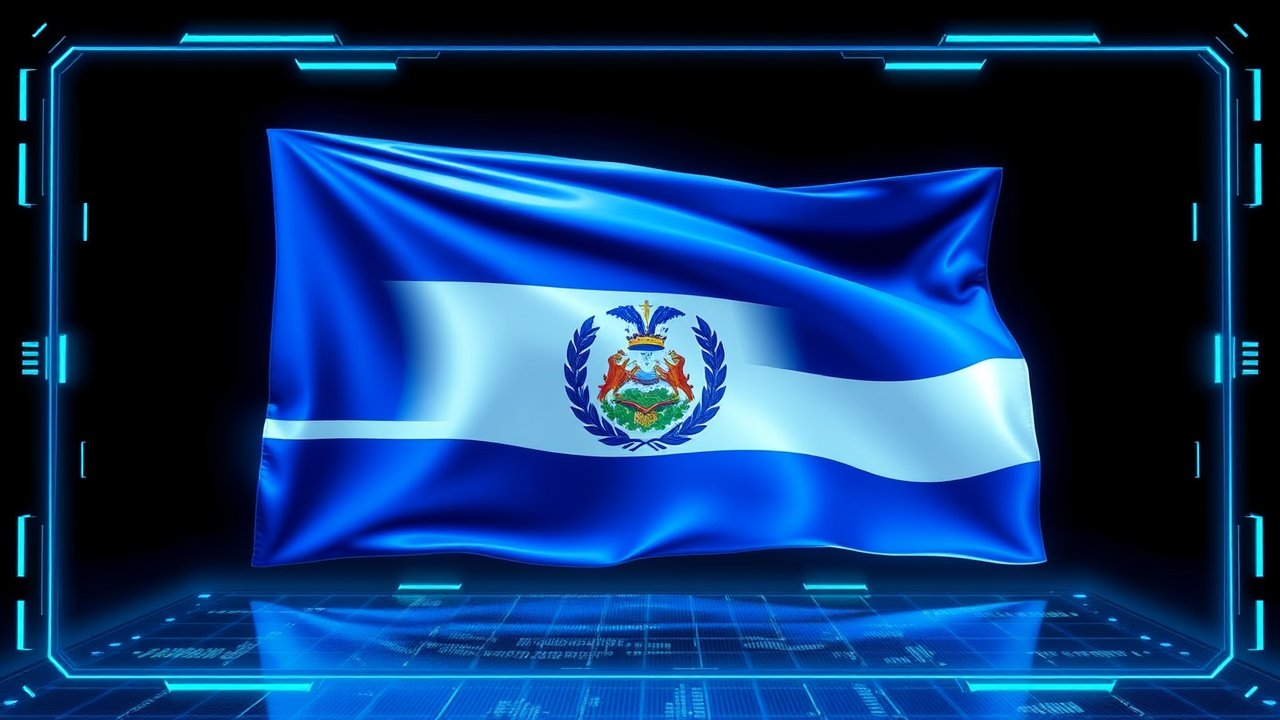 Flag of Nicaragua 🇳🇮 in sci-fi hologram style
