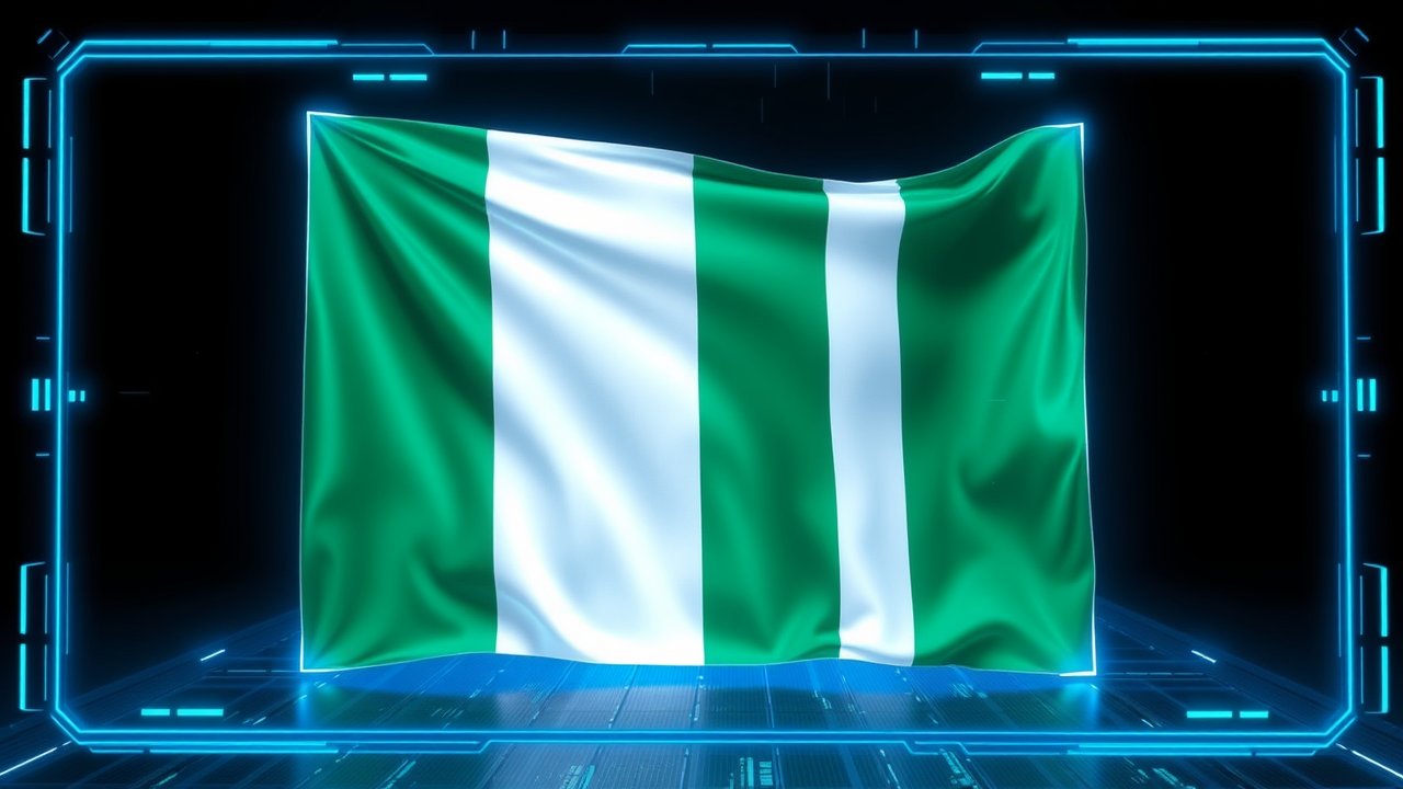 Flag of Nigeria 🇳🇬 in sci-fi hologram style