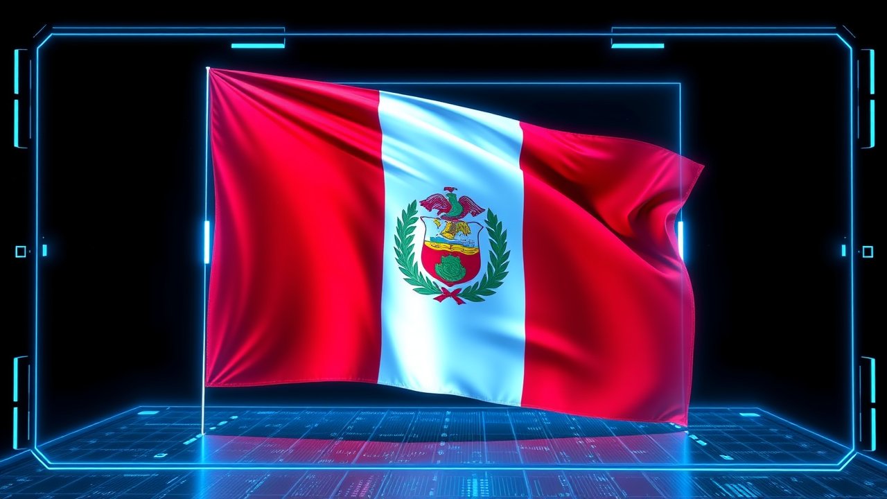 Flag of Peru 🇵🇪 in sci-fi hologram style