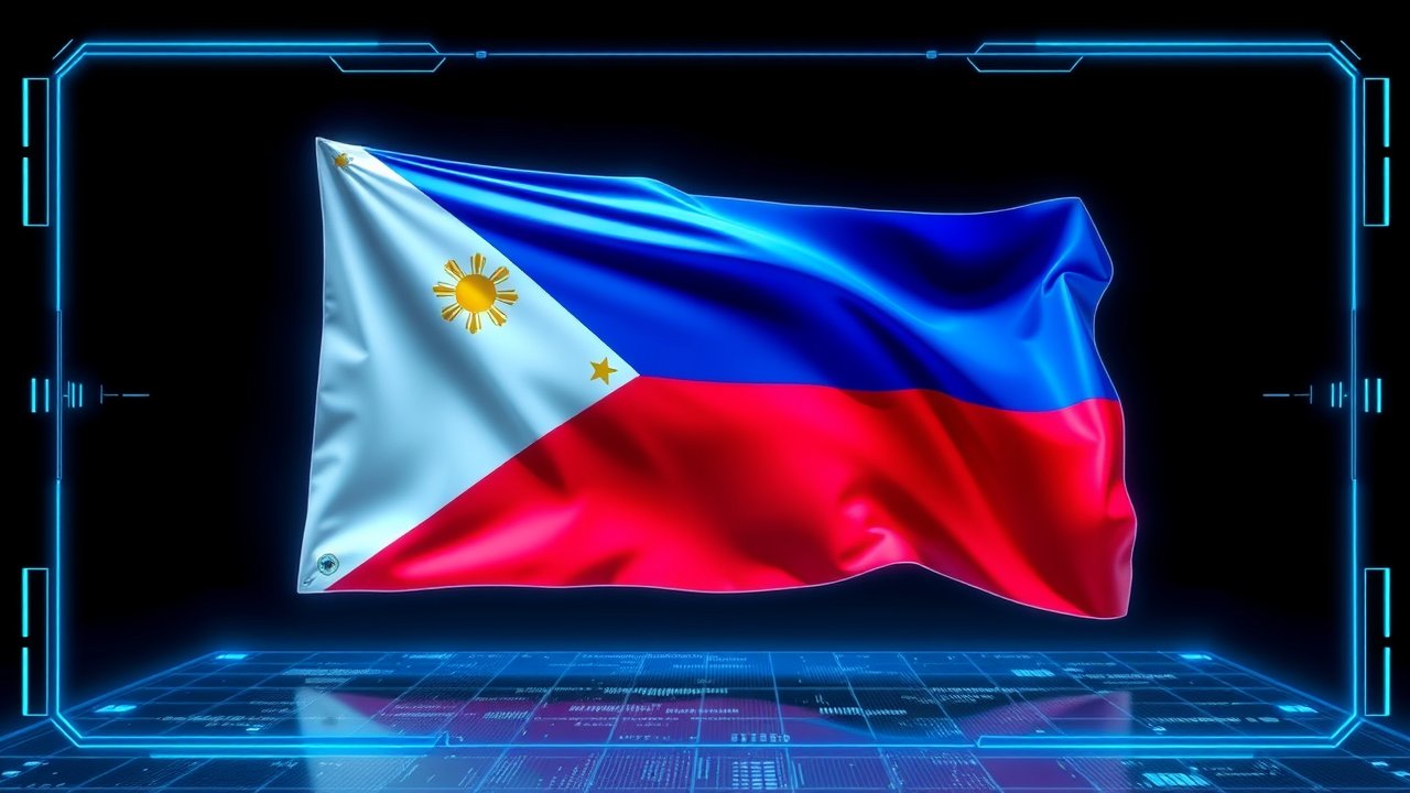 Flag of Philippines 🇵🇭 in sci-fi hologram style