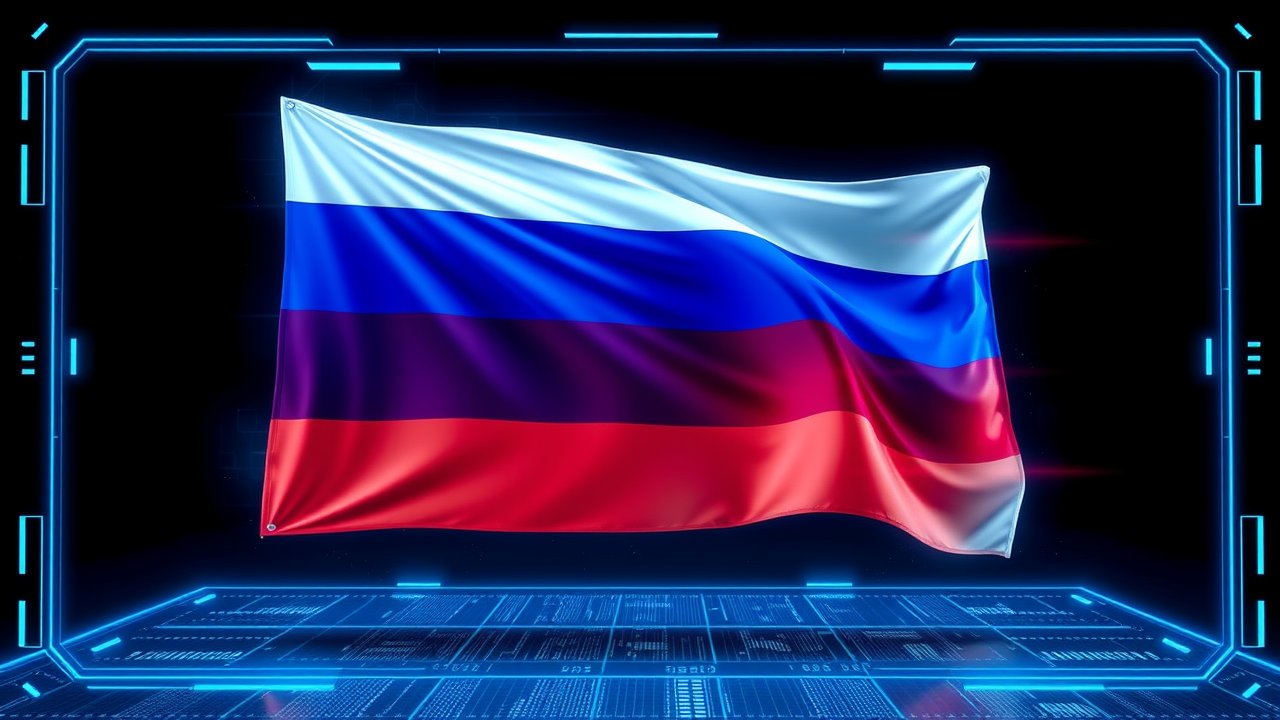 Flag of Russia 🇷🇺 in sci-fi hologram style