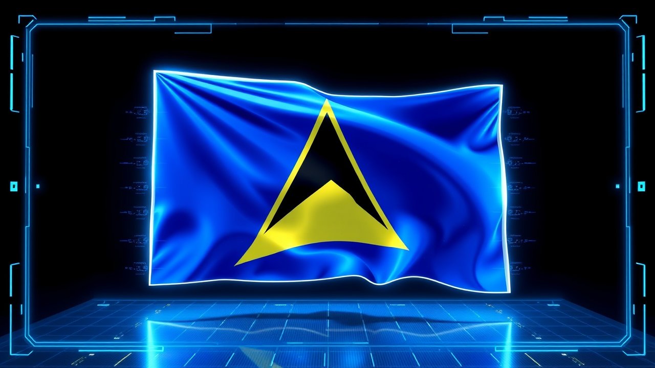 Flag of Saint Lucia 🇱🇨 in sci-fi hologram style