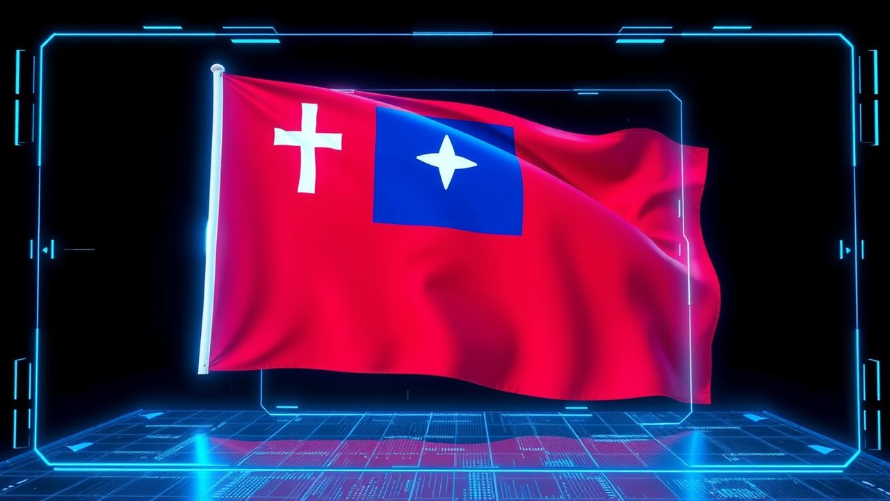 Flag of Samoa 🇼🇸 in sci-fi hologram style