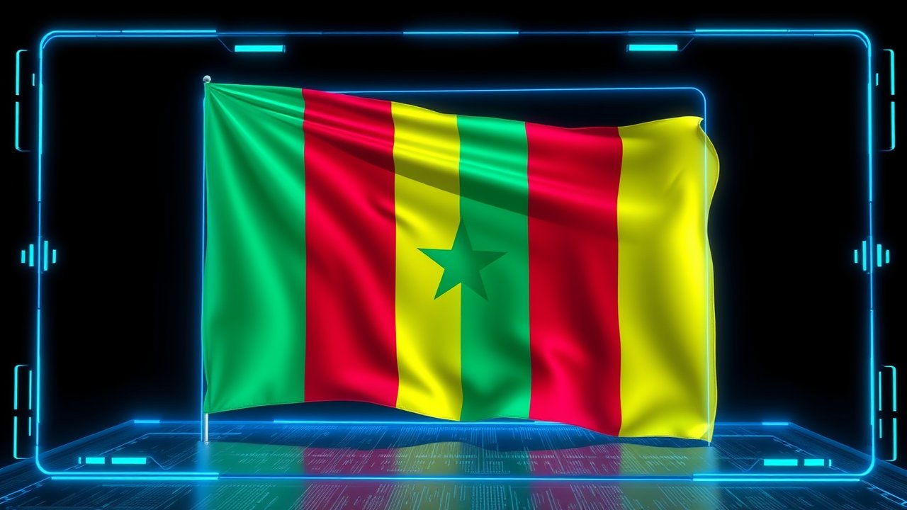 Flag of Senegal 🇸🇳 in sci-fi hologram style