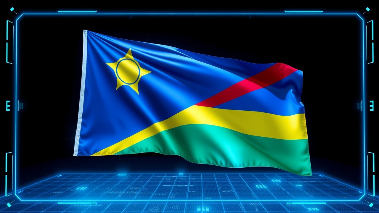 Flag of Seychelles 🇸🇨 in sci-fi hologram style