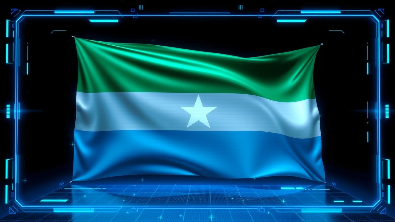 Flag of Sierra Leone 🇸🇱 in sci-fi hologram style