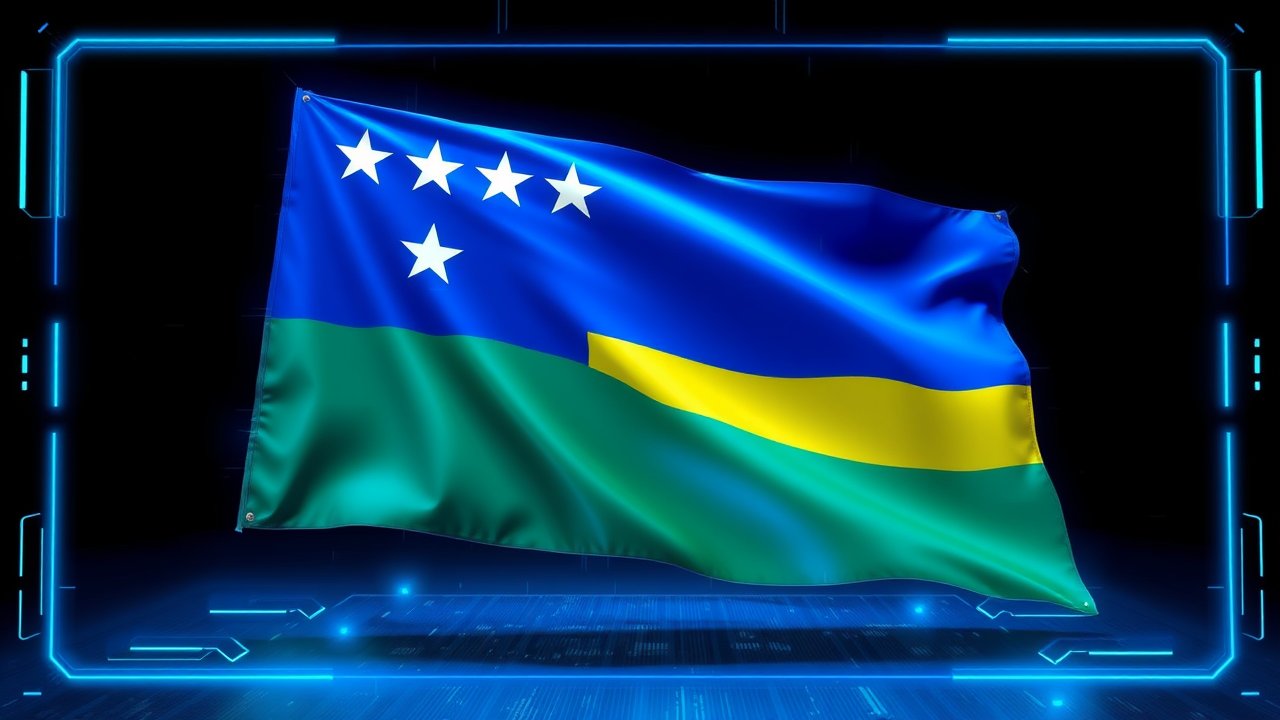 Flag of Solomon Islands 🇸🇧 in sci-fi hologram style