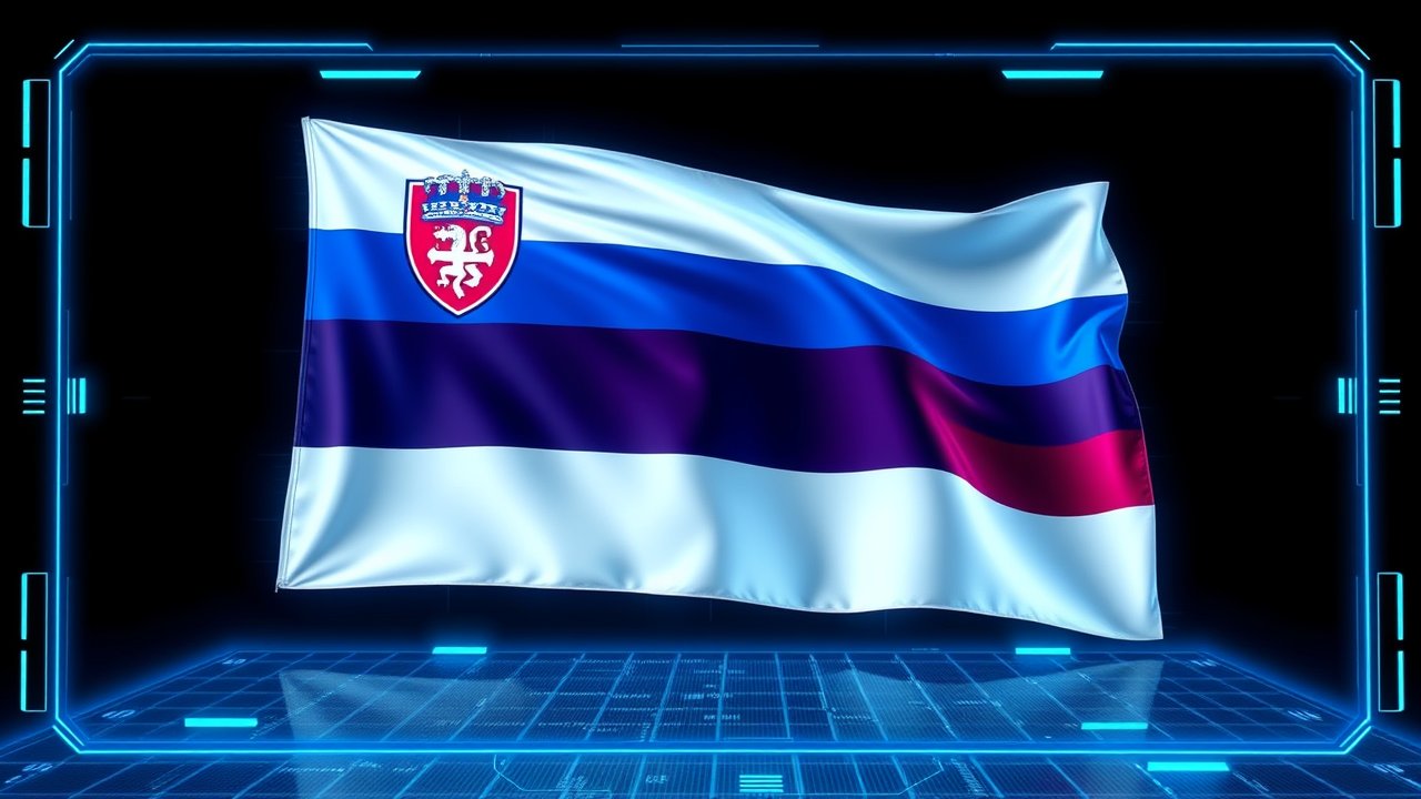 Flag of Slovenia 🇸🇮 in sci-fi hologram style
