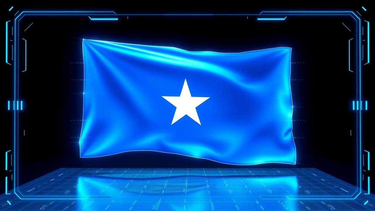 Flag of Somalia 🇸🇴 in sci-fi hologram style