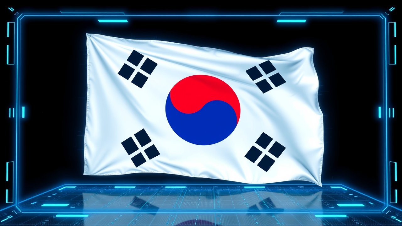 Flag of South Korea 🇰🇷 in sci-fi hologram style