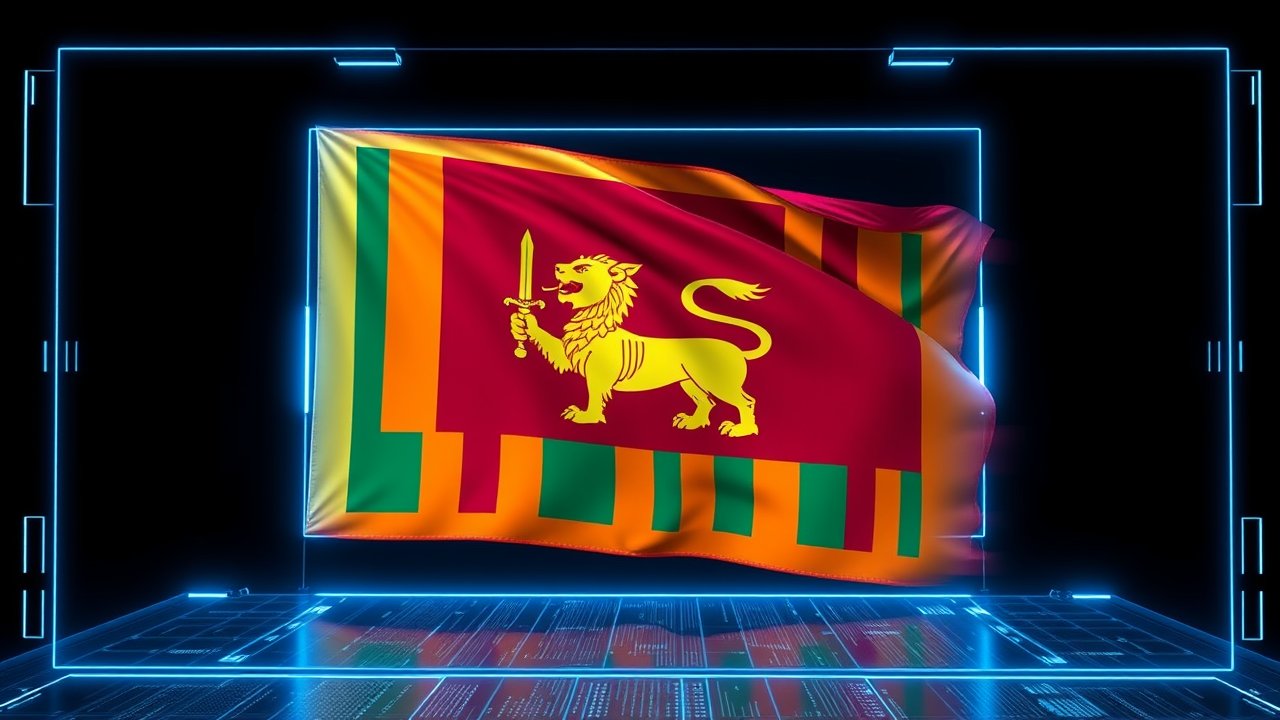 Flag of Sri Lanka 🇱🇰 in sci-fi hologram style