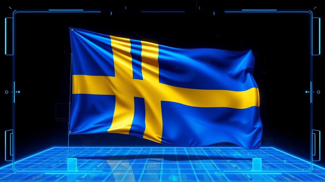 Flag of Sweden 🇸🇪 in sci-fi hologram style