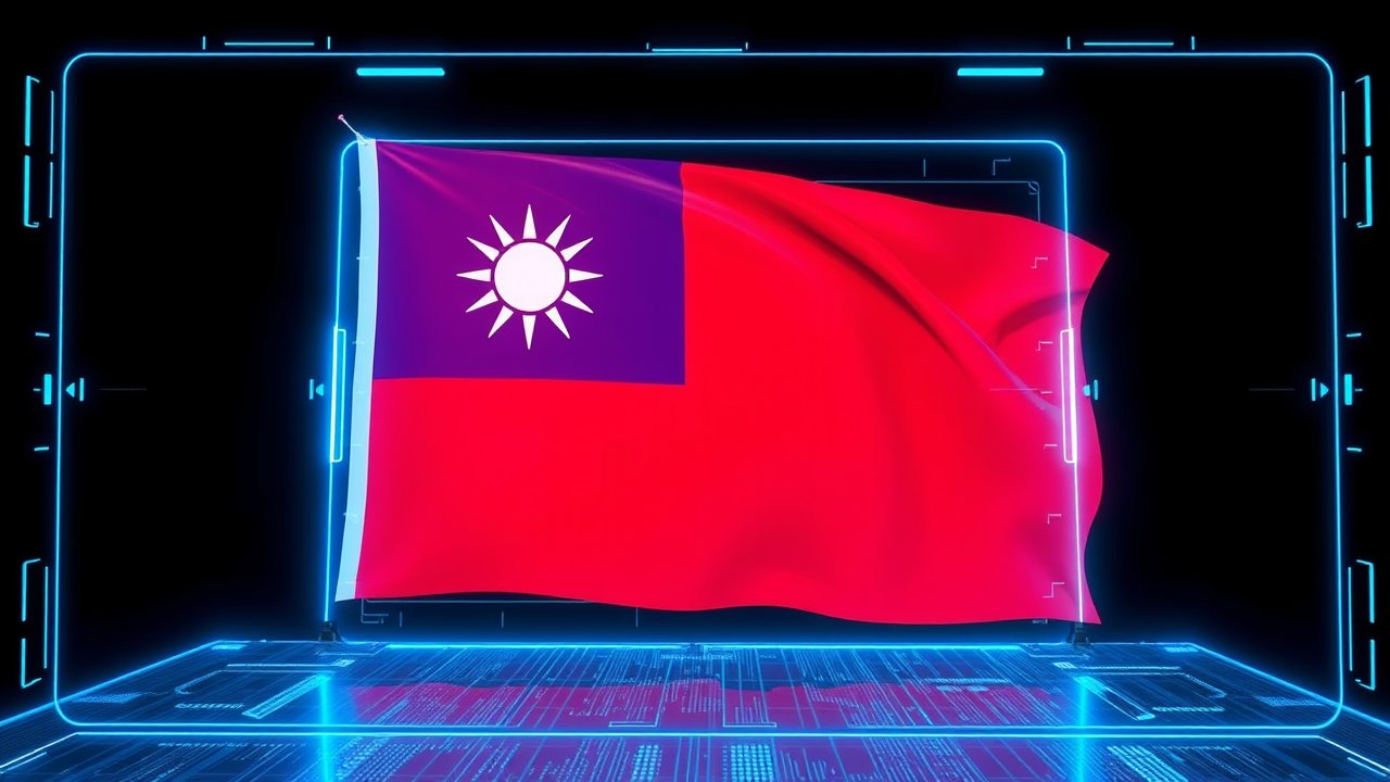 Flag of Taiwan 🇹🇼 in sci-fi hologram style