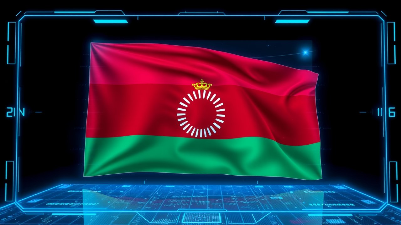 Flag of Tajikistan 🇹🇯 in sci-fi hologram style