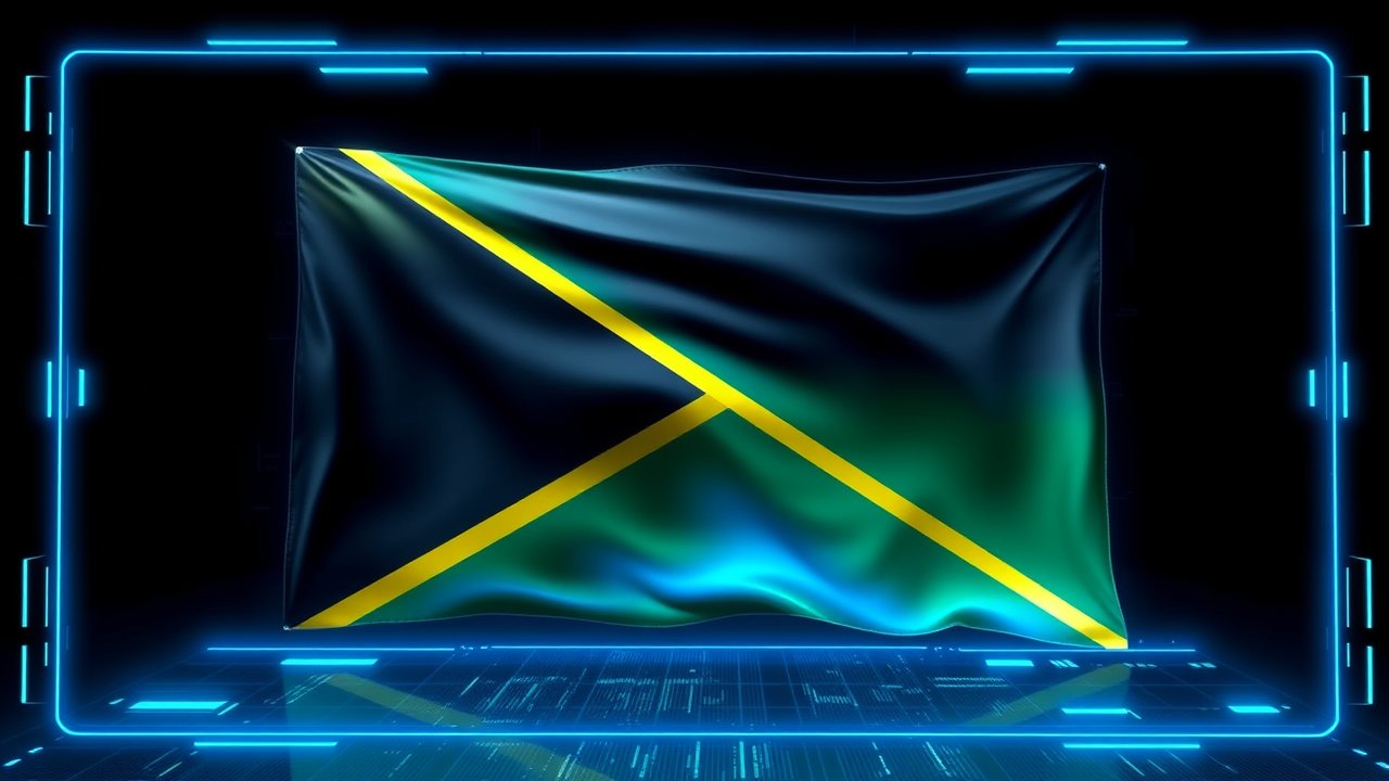 Flag of Tanzania 🇹🇿 in sci-fi hologram style