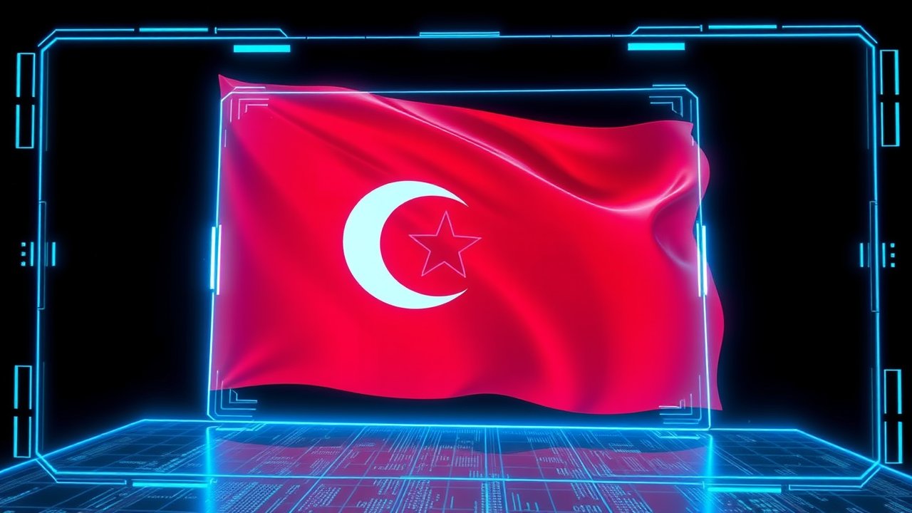 Flag of Tunisia 🇹🇳 in sci-fi hologram style