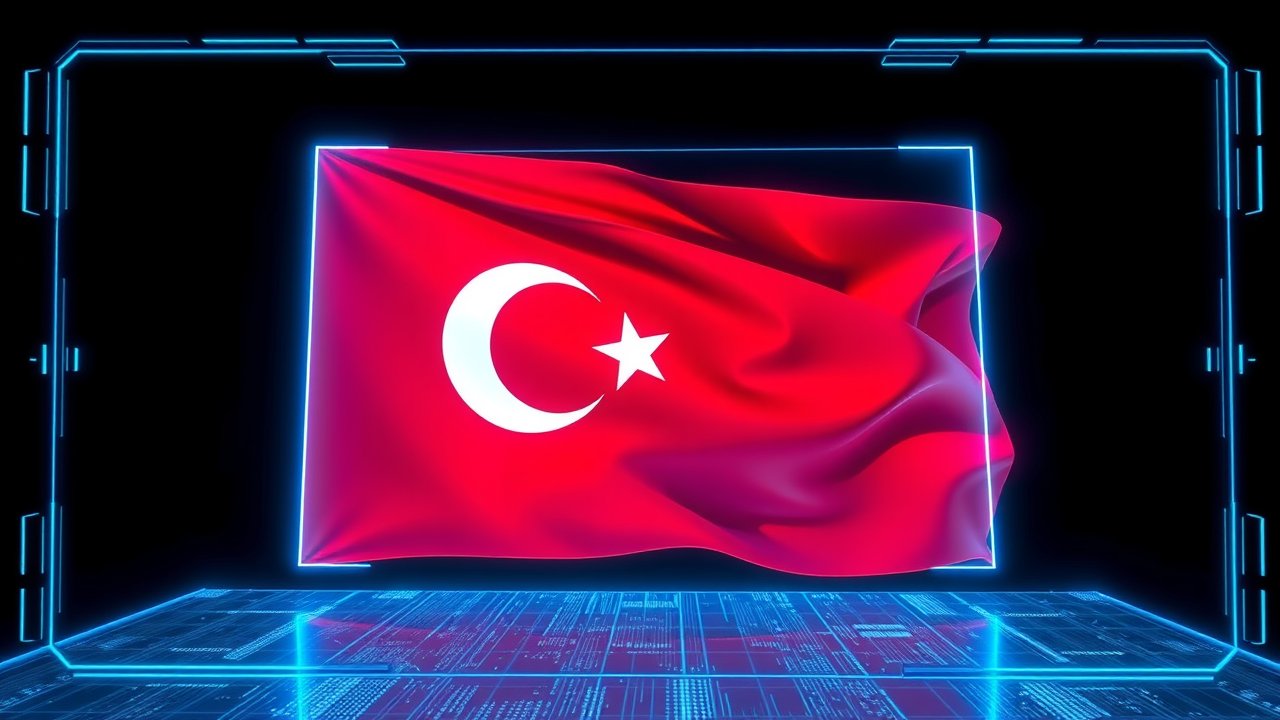 Flag of Turkey 🇹🇷 in sci-fi hologram style