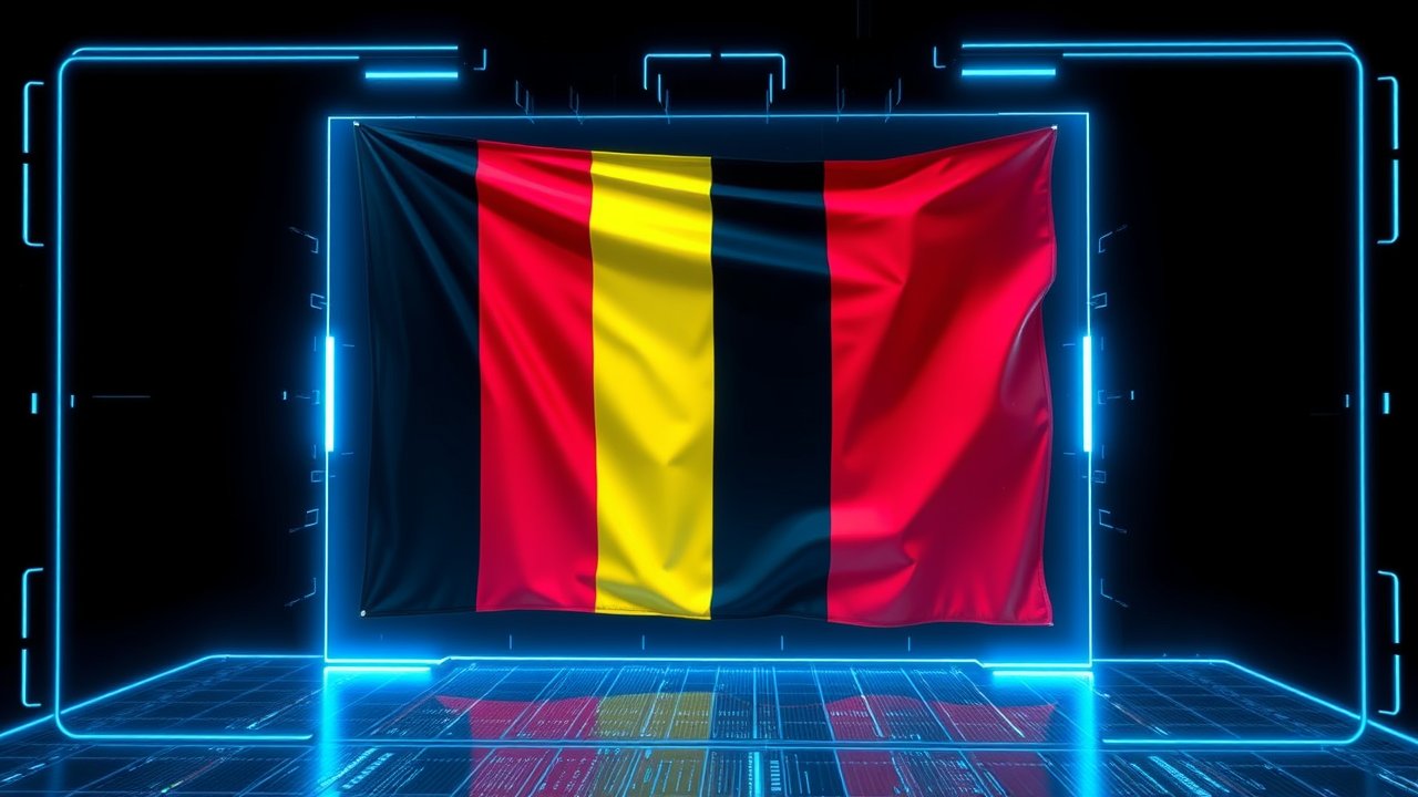 Flag of Belgium 🇧🇪 in sci-fi hologram style