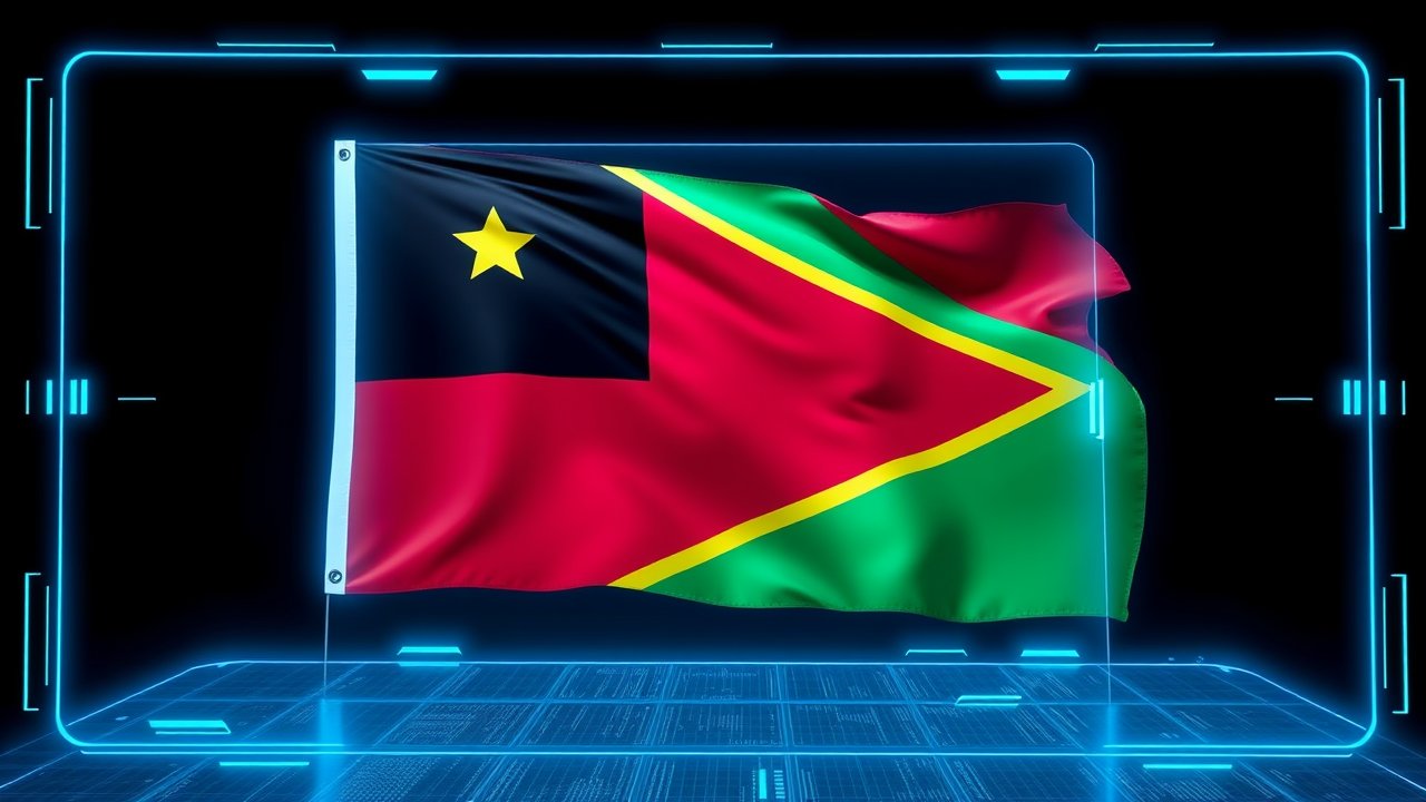 Flag of Vanuatu 🇻🇺 in sci-fi hologram style