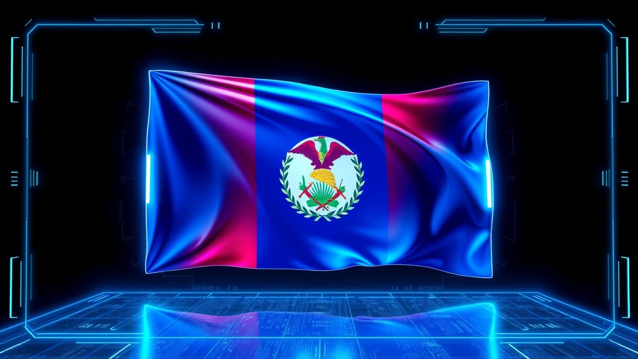 Flag of Belize 🇧🇿 in sci-fi hologram style