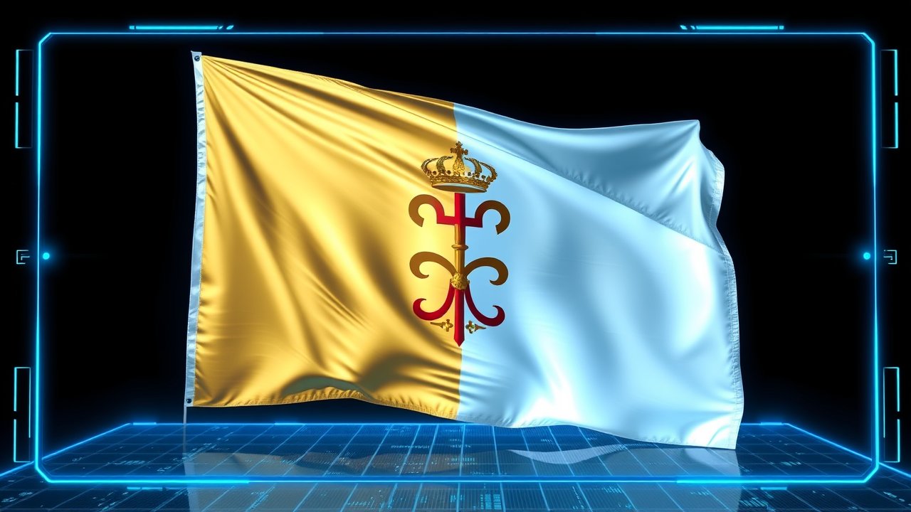 Flag of Vatican City 🇻🇦 in sci-fi hologram style